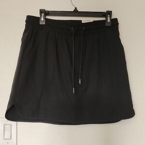 Black Mini Skirt with Drawstring